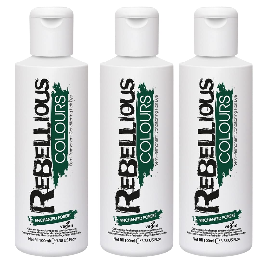 Rebellious Colour Semi Permanent Hair Dye Conditioning vegan cruelty free direct hair colour application 300ml (Enchanted Forest )