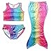 Owone Box Girls 3pcs Swimmable Mermaid Tail Costume Swimwear Princess Bikini Swimsuit?, Rainbow, 4-5 Years
