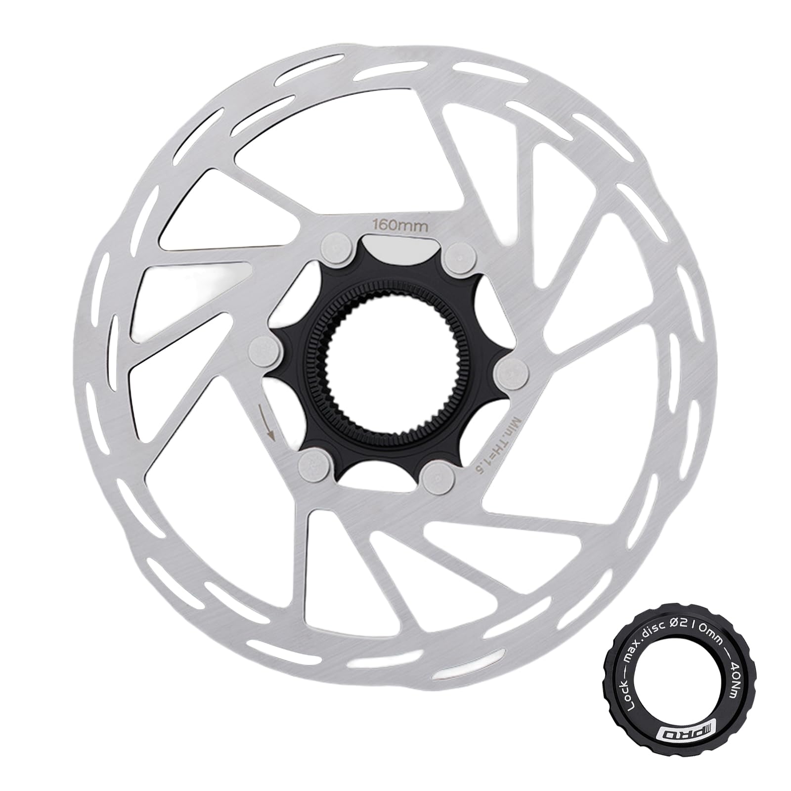 Yongness 160mm Bicycle Central Locking Brake Disc Disc Brake Rotor Hub Disc Brake Disc Disc Brake Disc with Lock Cover Suitable for Road Bikes MTB BMX