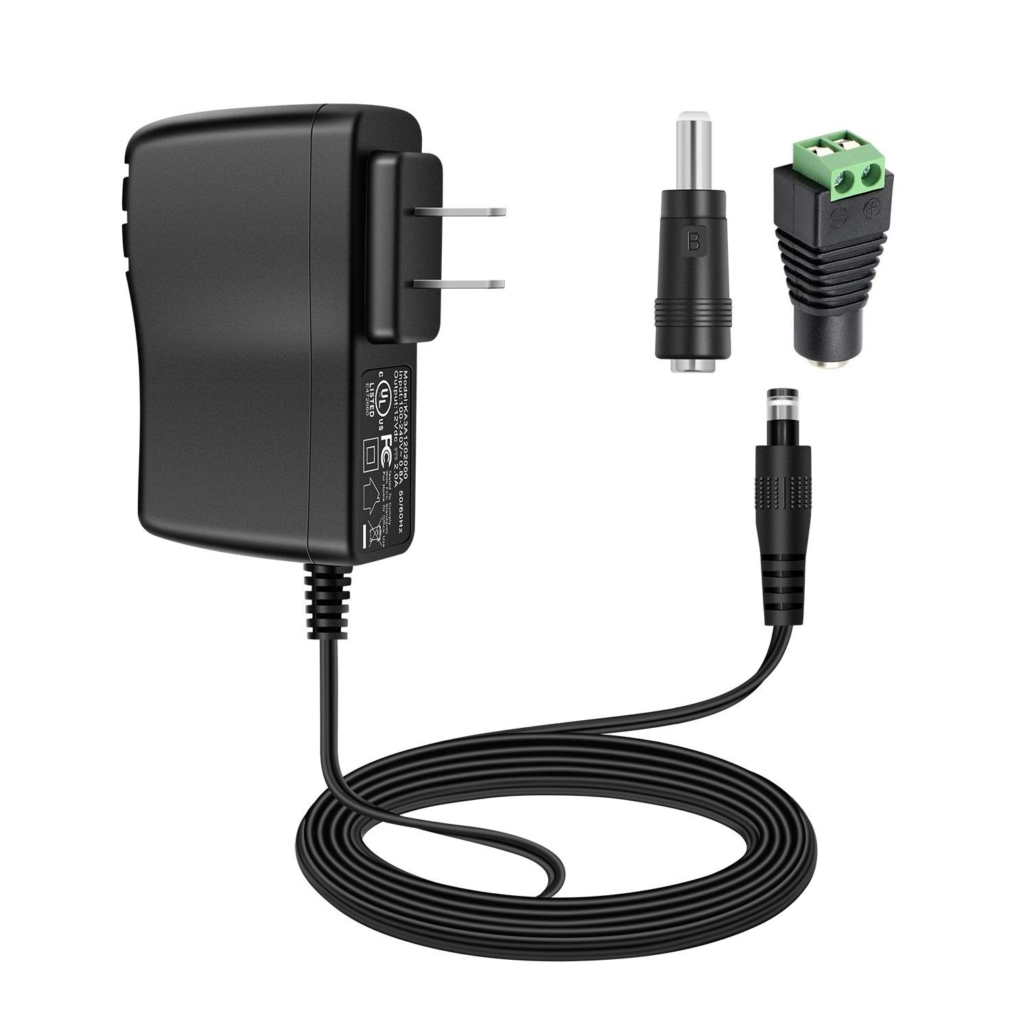 UL Listed] Power Supply 12V 2A/2000mAh Charger, AC to DC Transformer 12V Switching Adapter Cord for LED Strip/ Cabinet light, CCTV, HUB, Electric toys,Router, Speaker, External driver, DVR and more