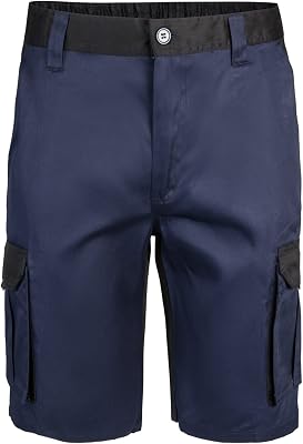 - 103021B; Bermuda Bicolor Multibolsillos; Color Azul Navy y Negro; Talla 42