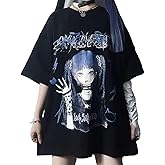 LREUIP Gothic Oversized Printed T-Shirt Harajuku Street Trend Men and Women's Personality Loose Print Punk Short Sleeve