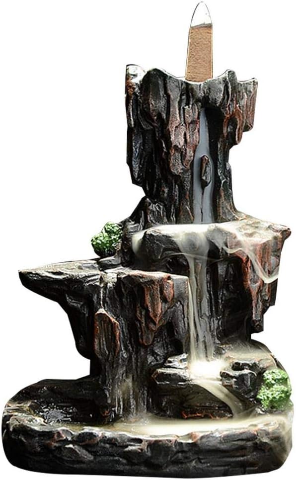 Mountain Backflow Incense Burner Waterfall Incense Sticks Holder, Incense Cone Holder with 10pcs Backflow Incense Cone, Incense Burner for Home Gifts