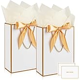 Gfractolux Gift Bags, 1 Pack Gift Bags with Tissue Paper and Cards for Birthdays, Baby Shower, Weddings, Party Favor, Holiday Presents 8.7"X 3.9" X 11.4"