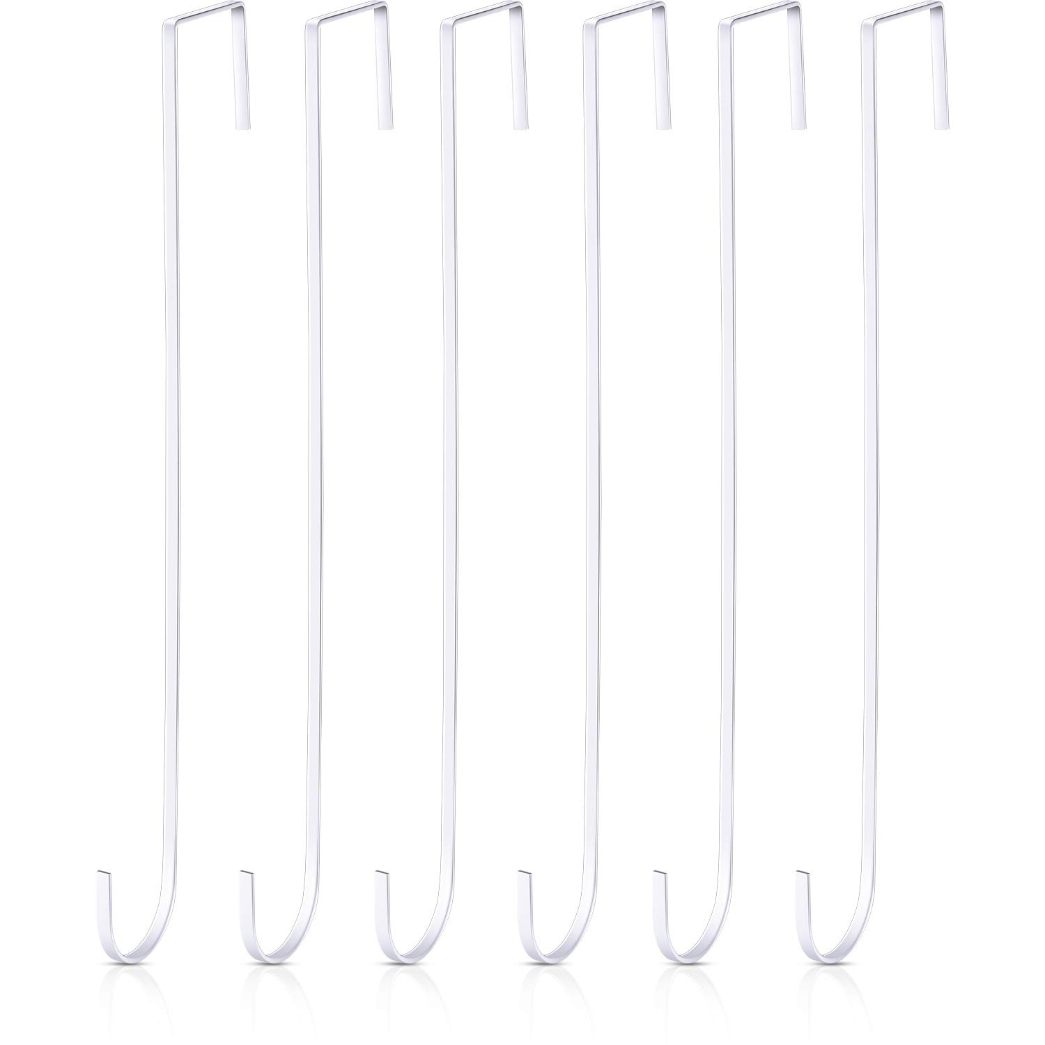 Hotop 15 Inch Wreath Hangers for Front Door Wreath Doors Hangers Steel Material Clothes Towel Hooks Holder Over The Door Hanger Hooks for Christmas Halloween Front Decorations(White,6 Pieces)
