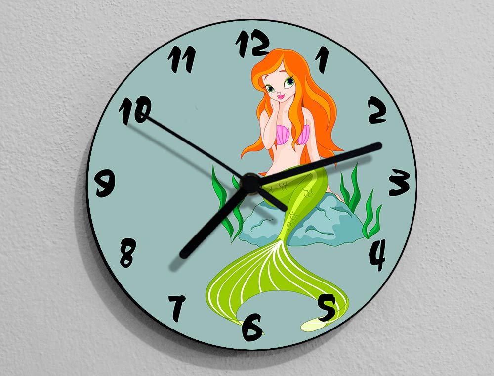 Ariel Mermaid Wall Clock Sea Life Kids Nursery Room, Teens Room, Baby Room