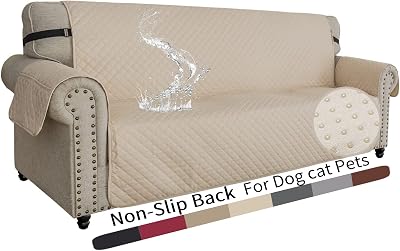 XINEAGE Quilted 3 Seater Sofa Cover Water Resistant Non Slip Beige