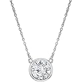 14k White Gold Bezel-Set Round Diamond Solitaire Pendant (1/5-1 cttw, O.White, I1-I2)
