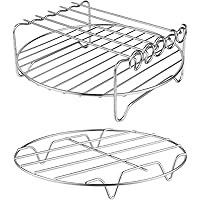 MFTEK XL Air Fryer Accessories-Air Fryer Rack Set of 2, Multi-purpose Double Layer Rack with Skewer, Compatible with XL…