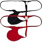 Jaxu Mens Grape Smugglers Solid Shiny String Thong Contoured Pouch Underwear Sheer Minimum Coverage Underpants Male Tangas