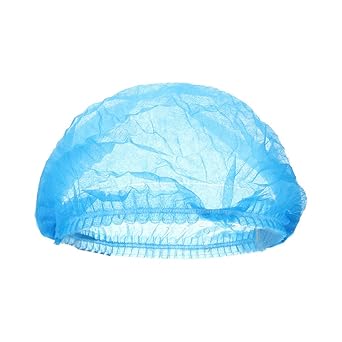Shocknshop Disposable Stretchable Blue Elastic Bouffant Caps Head Cover Hair For Cooking (10 Pcs, Blue)