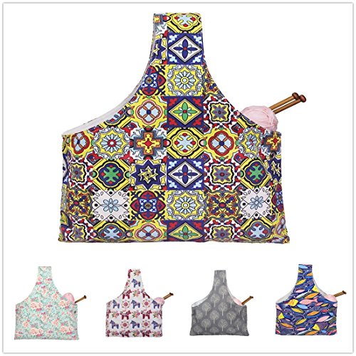 Knitting Tote Bag Yarn Storage Organizer for Small Projects (Glitzy Frescoes)