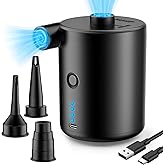 Portable Air Mattress Pump for Inflatables: 4000mAh USB Rechargeable Air Mattress Pump with 3 Nozzles - Cordless Inflator/Def