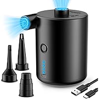 Portable Air Mattress Pump for Inflatables: 4000mAh USB Rechargeable Air Mattress Pump with 3 Nozzles - Cordless Inflator/Def