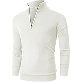 NITAGUT Mens Slim Fit Quarter Zip Mock Neck Polo Sweater Casual Long Sleeve Sweater and Turtleneck Pullover