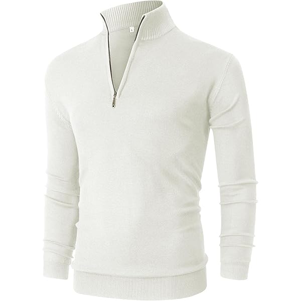 JEKE-DG Men's Turtleneck Solid Long Sleeve Pullover Quarter Zip