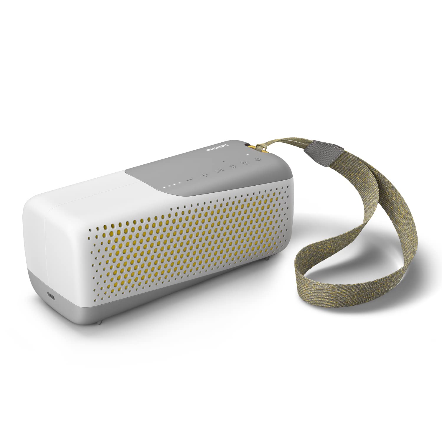 Philips Audio Wireless Speaker Bluetooth, TAS4807W/00, Highly Portable & Waterproof IP67 Speaker Integrated Microphone Calls, Playback, White