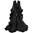 Molisa Womens Sexy Feather Bridal Robe Long Wedding Scarf Illusion Bathrobe Sleepwear Lingerie Robe Nightgown