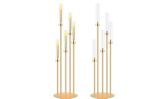 2 Sets 42'' Tall Floor Candelabras 5 Arms Candlesticks Holder Each with Varying Heights,Metal Candle Holders for Party Weddin