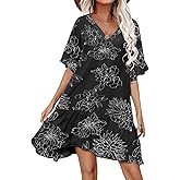 Aoulaydo Womens Swimsuit Coverups Sexy V Neck Bathing Suit Cover Ups Casual Loose Cover Up for Swimwear
