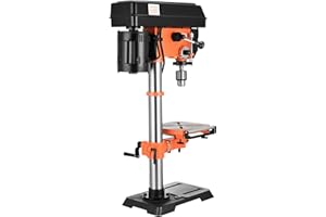Uargd 12-inch Benchtop Drill Press, 5 Amp 120V, Adjustable Speed Cast Iron Bench Drill, 12-inch Swing Range, 0-45° Tilting Wo