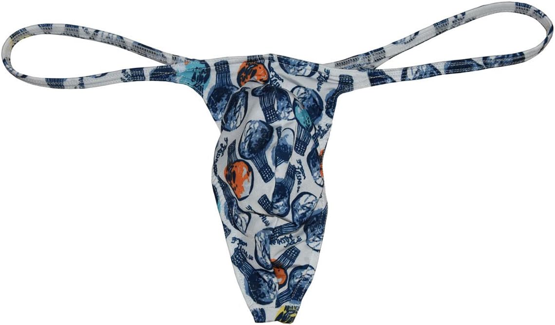 Lemja Men's Printing Pouch Thong Mini Bikini Jockstrap Sexy Men Underwear G-String Pants