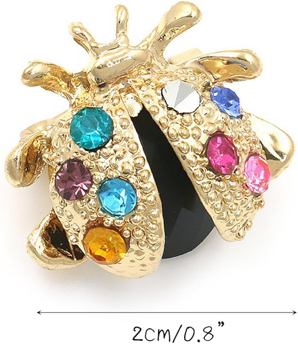 Set 6 Pieces Crystal Rhinestones Insect Themed Ladybug Themed Brooch Pins Breastpin for Clothes Collar Dress Scarf Decor - Image 4