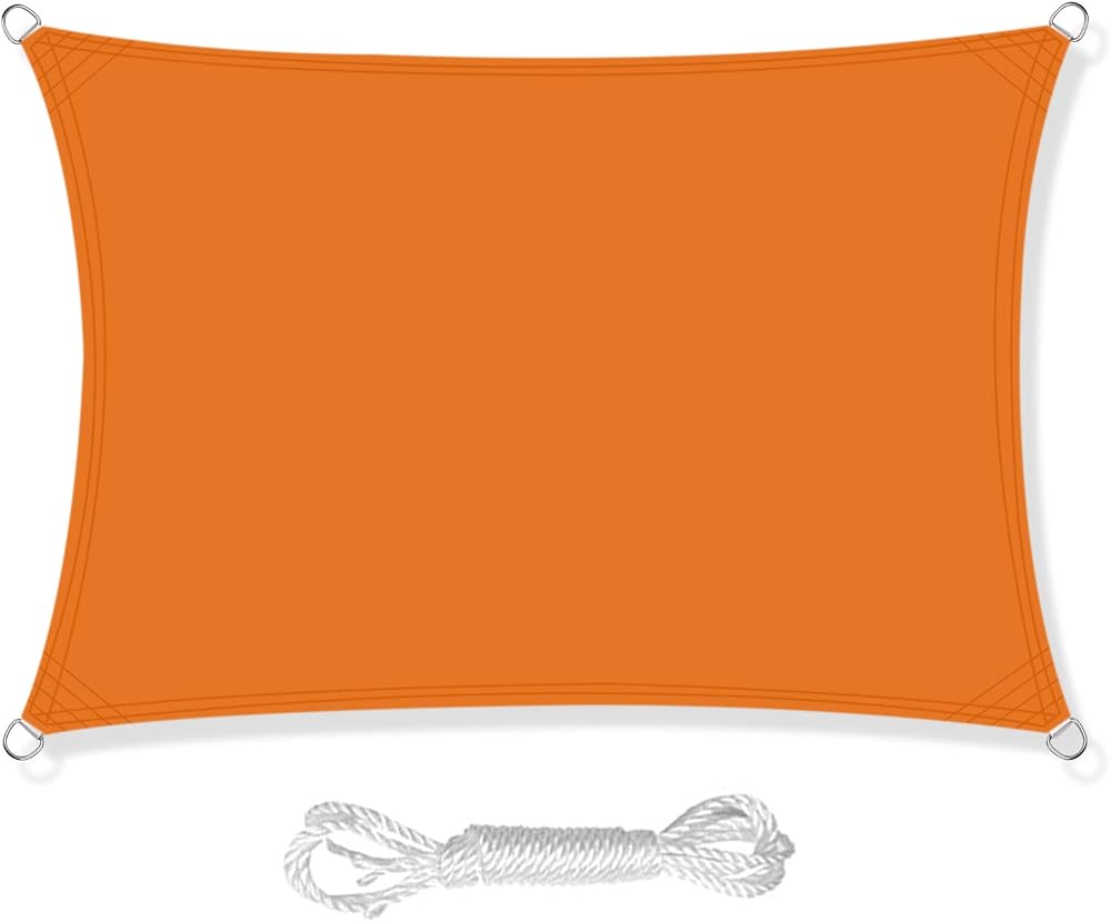 HEYOMART Sun Shade Sail 3m x 4m Rectangle Orange UV 98% Waterproof