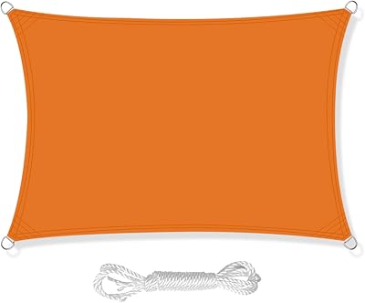 HEYOMART Sun Shade Sail 3m x 4m Rectangle Orange UV 98% Waterproof