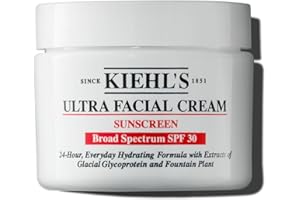 Kiehl's Ultra Facial Cream with SPF 30, Lightweight Daily Face Moisturizer for All Skin Types, 24-hour Hydration, UV Sunscreen Protection, Non-greasy, Absorbs Quickly, with Glacial Glycoprotein