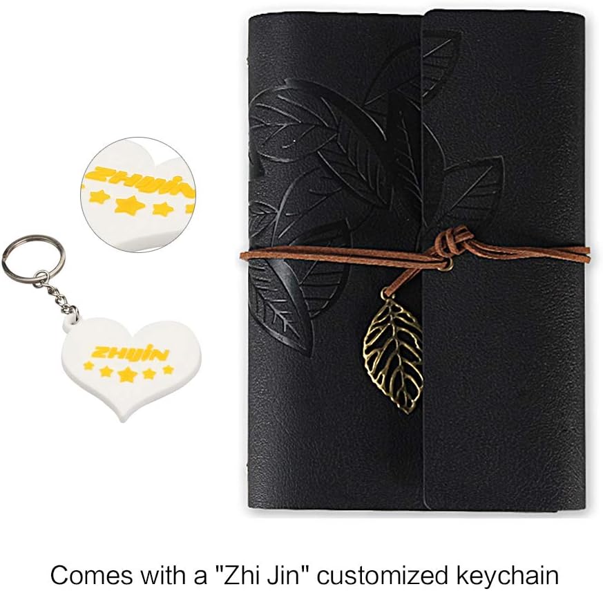 Zhi Jin A5 Vintage Loose Leaf Pocket Leather Refillable Notebook Binder Rings Journal Hardback Diary Coffee