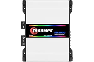 TARAMP'S Taramps HD 3000 2 Ohms RGB Effects 1 Channel 3000 Watts RMS MAX Full Range Car Audio Monoblock LED Monitor Indicator Class D Amplifier Crossover, HD 3k