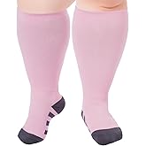 Ancrina Plus Size Compression Socks for Women & Men Wide Calf 15-20 mmhg Knee High Support Socks for Running