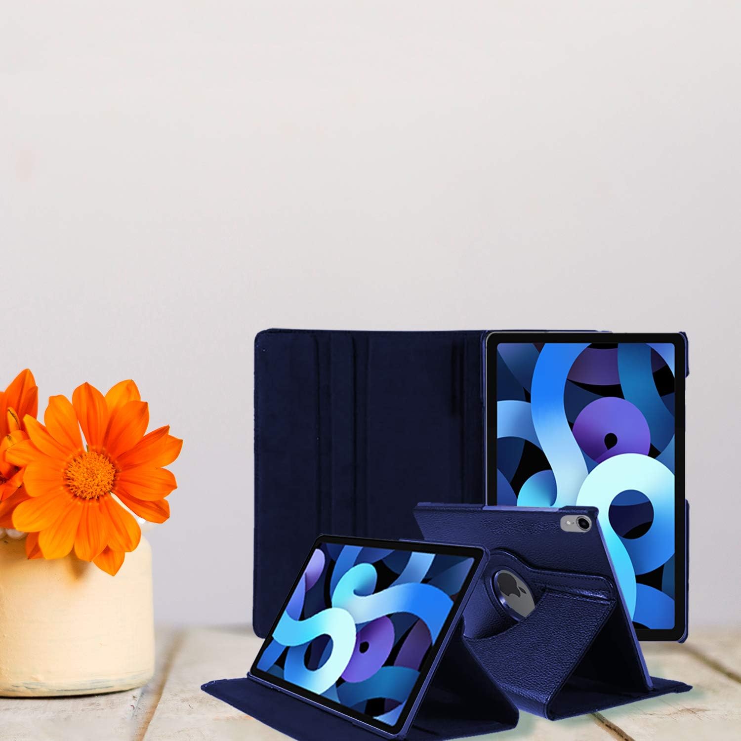 For iPad Air 11 (M4 2026/M3 2025/M2 2024) Case/iPad Air 10.9 4th 2020/5th 2022 Generation 360 Rotating Stand Multi-Angle Viewing Auto Wake/sleep Smart Folio Kids Friendly Protective Cover (BLUE) - Image 4