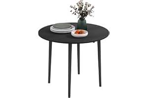 HOMCOM Folding Dining Table, Round Drop Leaf Table for Small Spaces, Foldable Table with Wood Legs for Kitchen, Dining Room, 