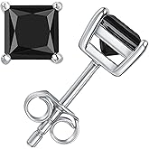 Impalsory Princess Cut Moissanite Stud Earrings, 925 Sterling Silver 18K Gold Plated, Hypoallergenic Square Earrings, Jewelry Gift for Women & Men