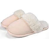Women's Memory Foam Fuzzy Slippers Fluffy Plush Indoor Outdoor Non-Slip Thin Sole Winter House Shoes