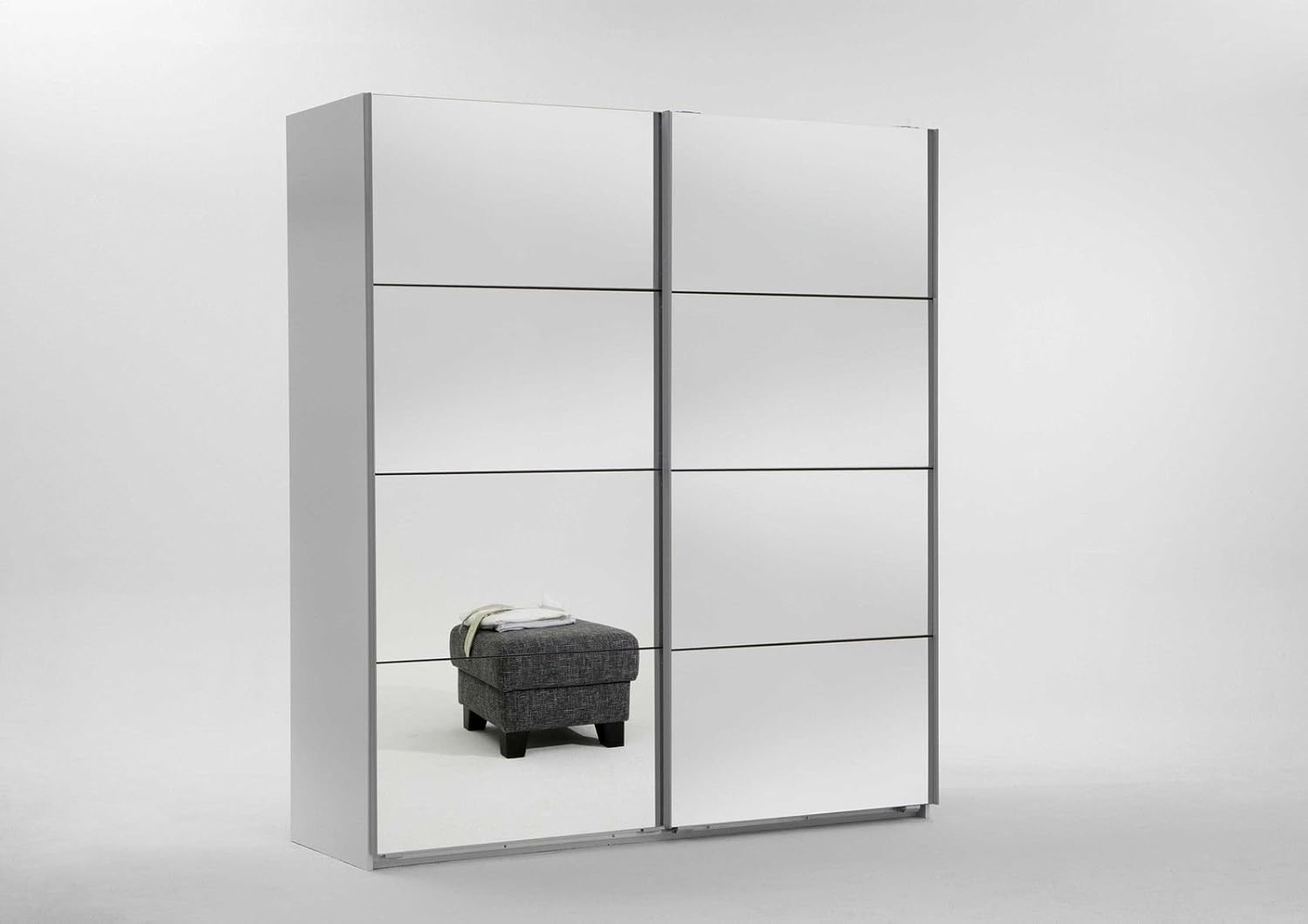 New Smith Slider 130cm Double Wardrobe With 2 Sliding Mirrored Doors