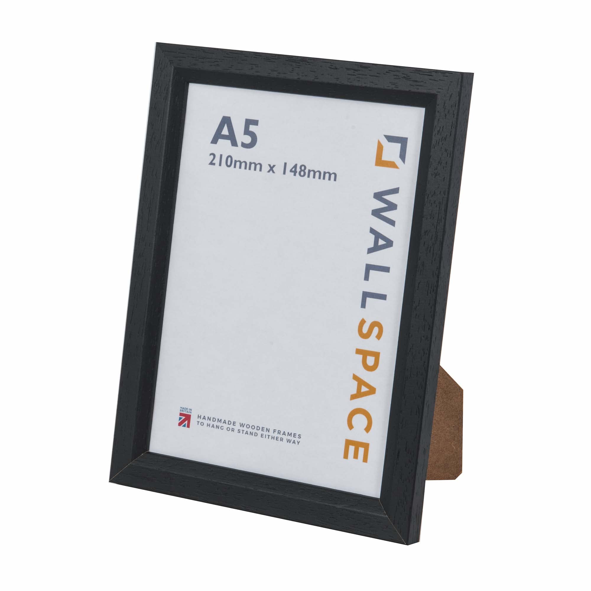 Wall Space A5 Bevelled Black Picture Frame | Black A5 Photo Frame | 210x148mm | 210 x 148mm | 21.0x14.8cm | Solid Wood Wooden with Real Glass | Handmade in UK — image 1
