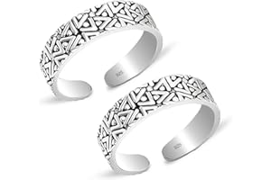 LeCalla 925 Sterling Silver Toe Ring for Women | Minimalistic Adjustable Pair of Toe-Rings | Mid Finger Bichhiya | Indian Toe