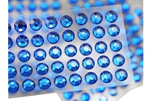 ALLSTARCO 6mm SS30 Blue Self Adhesive Acrylic Rhinestones Plastic Face Gems Stick On Body Jewels for DIY Cards and Invitations Crafts Bling Sticker - 5 Sheets - 250PCS