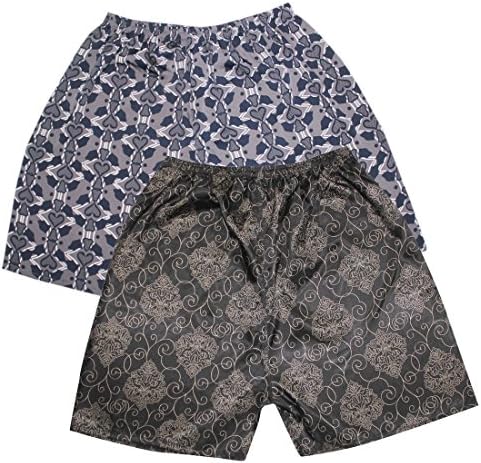 (Pack of 2) Mens Sleepwear - Silk Couture Boxer Shorts / Pajama Shorts M-L Multicolor