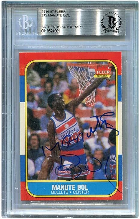 Amazon Manute Bol 1986 87 Fleer Basketball Autograph Auto Card 