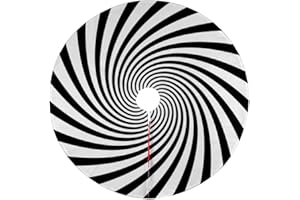 MAJOUG Christmas Tree Skirt, White and Black Double Swirl Candy Xmas Tree Mat for Farmhouse New Year Festive Holiday Party Decorations Indoor Outdoor 48" inch