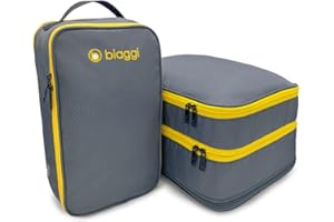 B BIAGGI Biaggi Double Deck Compression Cube - Expandable Travel Organizer Bags for Suitcases, Lightweight, Zipper Packing Cubes for Women & Men's Travel Essentials