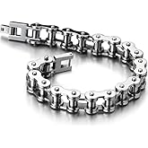COOLSTEELANDBEYOND Classic Mens Bike Chain Bracelet Stainless Steel Silver Color Polished