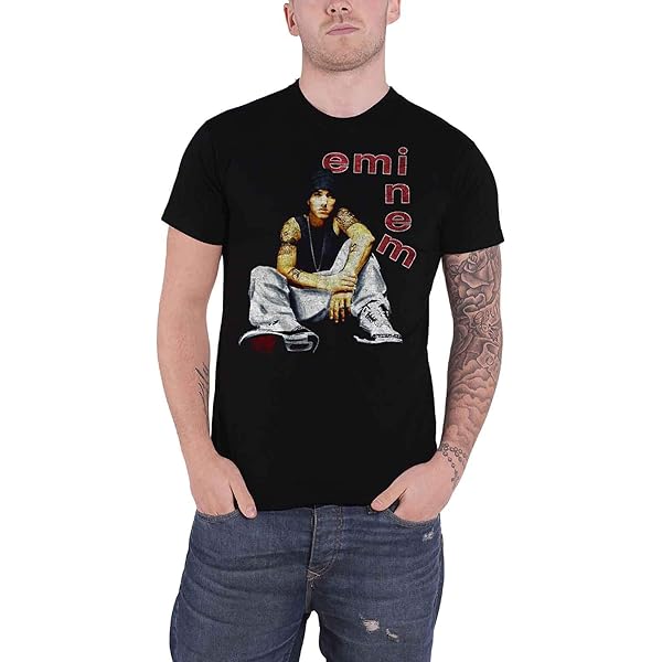 Amazon.com: Eminem Men's Mic. Pose Slim Fit T-Shirt XX-Large Black