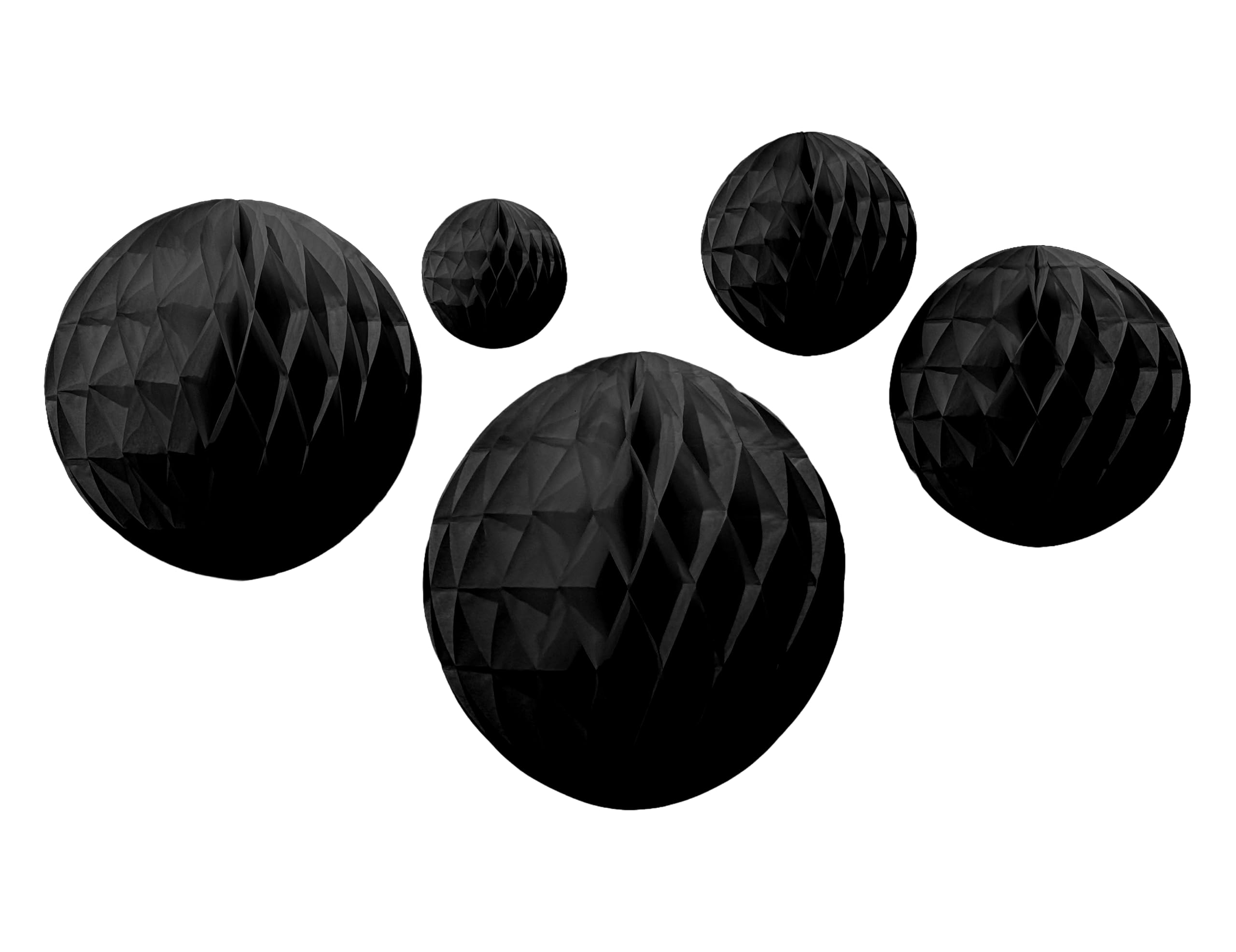 Black Paper Honeycombs, 10cm-30cm (5 Pack)
