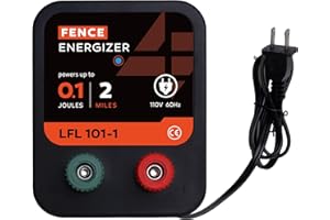 L-FENCE LYDITE FENCE Electric Fence Charger, 2 Mile 8 Acres Electric Fence Energizer, 0.1 Joule Ac Powered Output Voltage 5100v, for Preventing Wild Animals Intruding Great for Poultry, Pets and Gardens