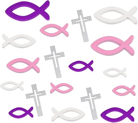 O Kinee Holzfische Taufdeko Tischstreu Holz Fisch Deko Holz Kreuz Silber Streudeko Tischdeko Fur Junge Madchen Taufe Konfirmation Kommunion Dekoration 120 Stuck Amazon De Kuche Haushalt